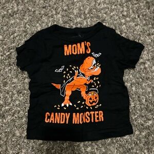 Black Halloween T-Shirt with Dinosaur Print